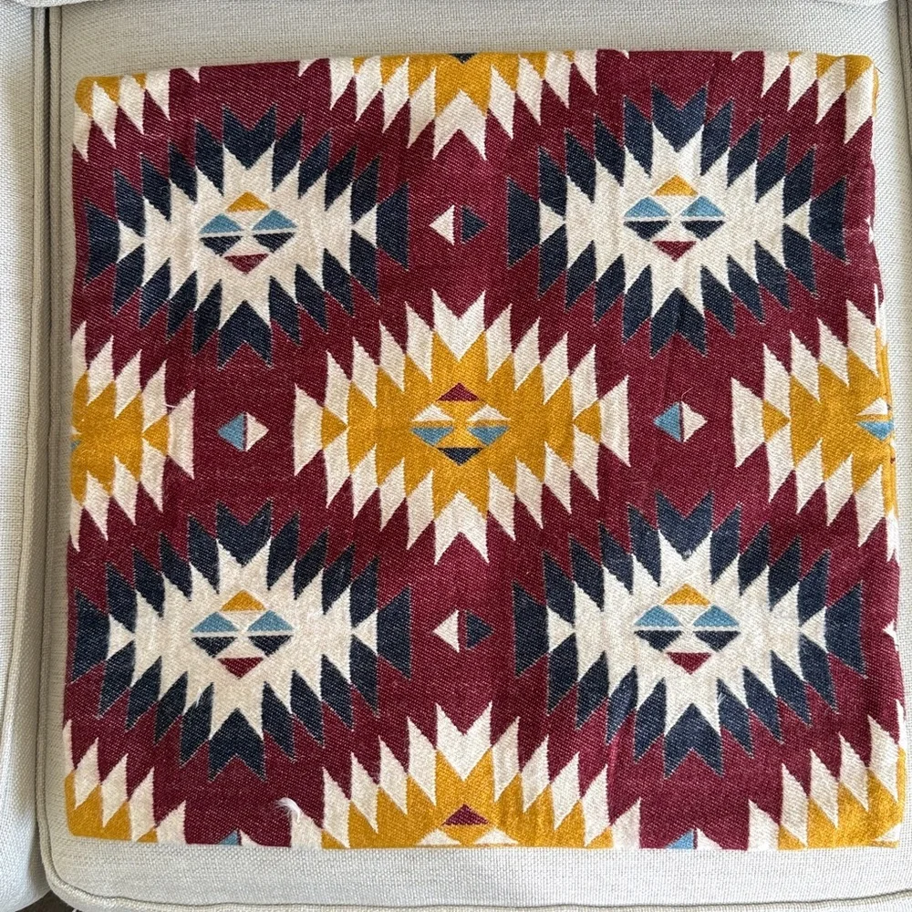 IKEA Fransine Southwestern Aztec Pillow Covers Burgundy, Navy & Gold